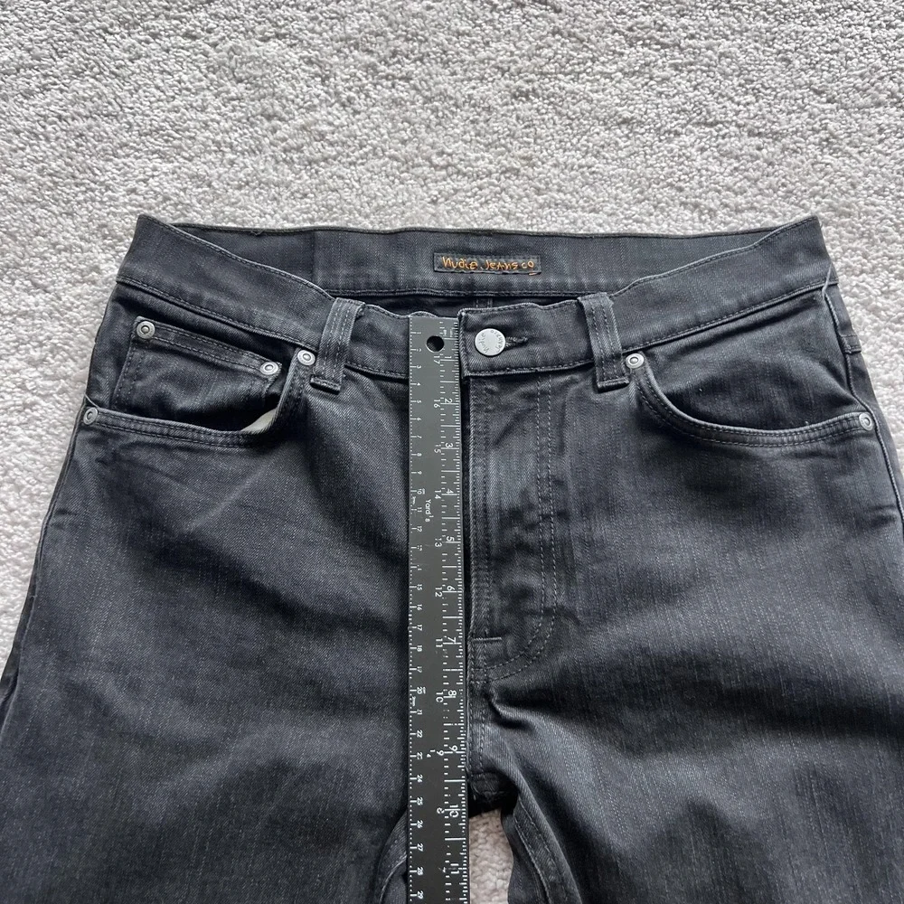 Nudie Jeans Lean Dean Jeans Mens 32x27 Black Slim Tapered Stretch Denim